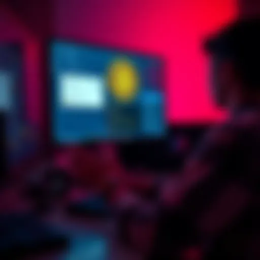 A person working on their computer to set up a Bitcoin node, with Umbrel and Start9 interfaces visible on the screen.