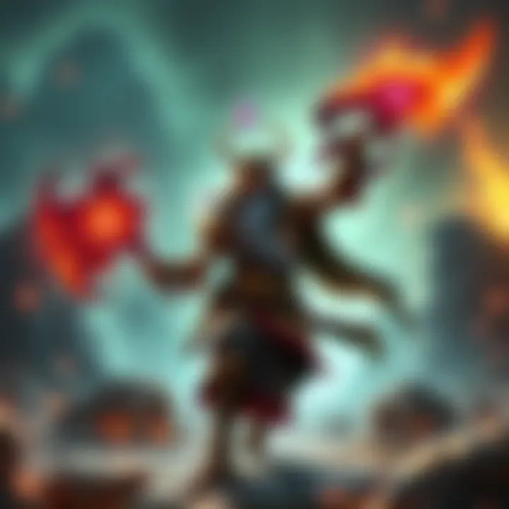 A Shaman wielding unique weapons like Mind Meld and Poison Blade in a fantasy battle setting