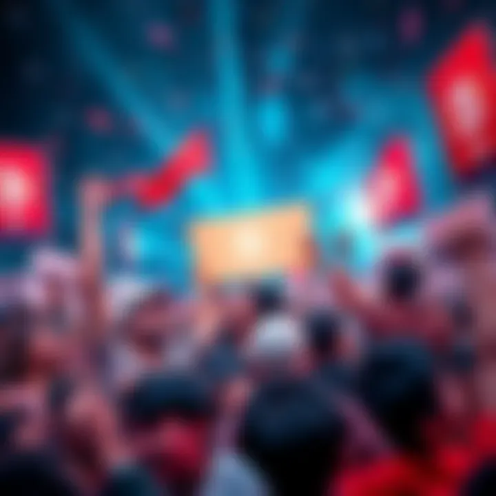 Shib Community Celebration A vibrant gathering of Shib supporters celebrating their commitment and enthusiasm, with banners and signs promoting HODL.