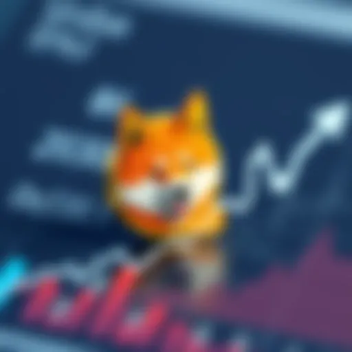 A Shiba Inu cryptocurrency coin placed on top of a financial growth graph, symbolizing potential investment returns by 2030.