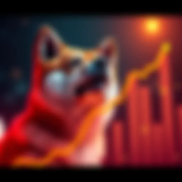 Shiba Inu Coin Growth Shiba Inu dog with a graph showing upward trends, symbolizing potential price increase.