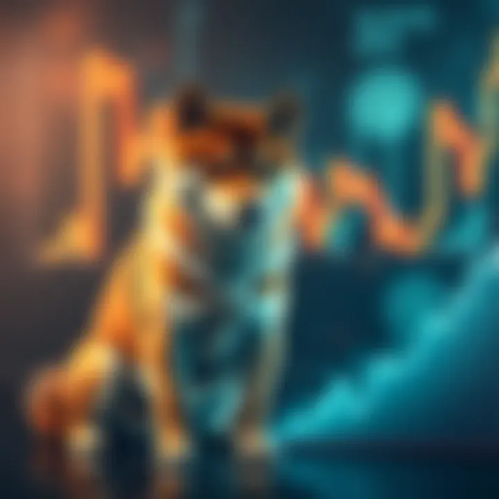 A Shiba Inu dog sitting near a financial graph symbolizing growth and investment potential.