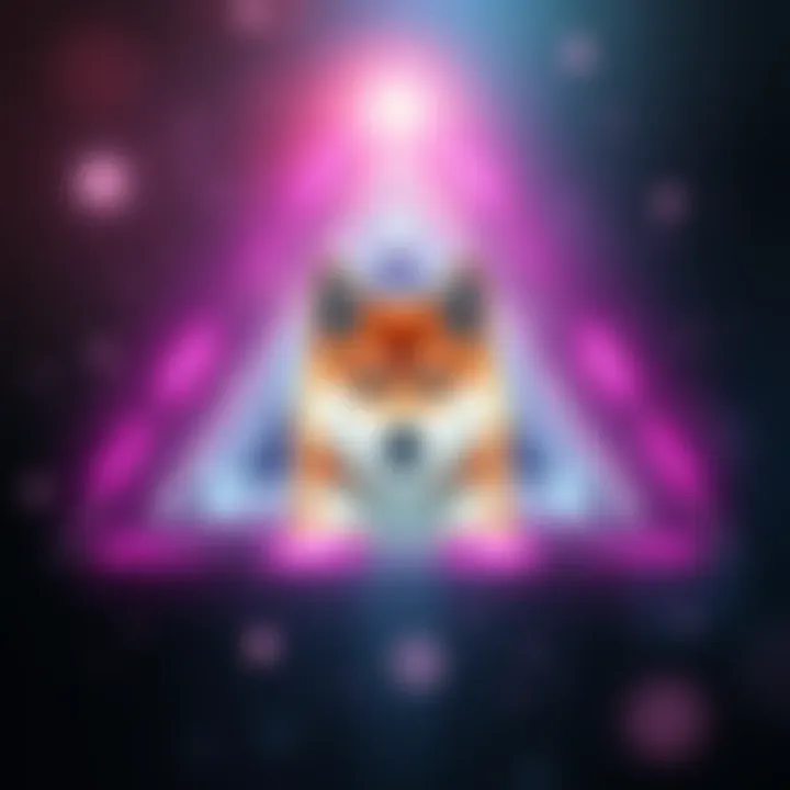 Shiba Inu symbol inside a crystal triangle pattern representing market movement