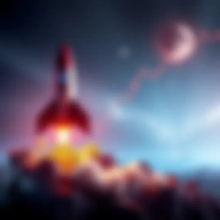 Shiba Coin is Rising Graph showing Shiba Coin's value increase with a rocket symbolizing its growth