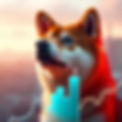 A Shiba Inu dog with a graph showing a rising trend, symbolizing the cryptocurrency market surge.
