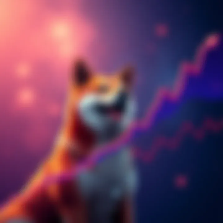 Graph showing significant increase in Shiba Inu cryptocurrency value with a dog icon representing Shiba Inu