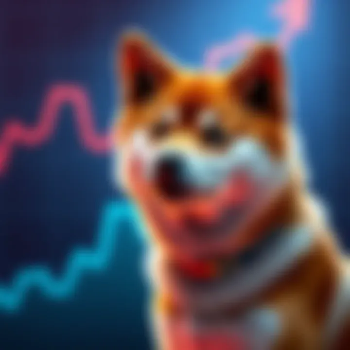 A Shiba Inu dog with a rising graph in the background, symbolizing the surge in popularity of Shiba Inu token.