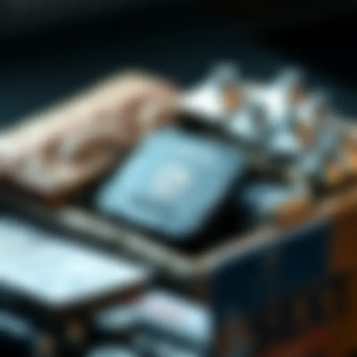 A Trezor 5 device securely packed for shipping from the UK to India, surrounded by shipping materials and a customs form.