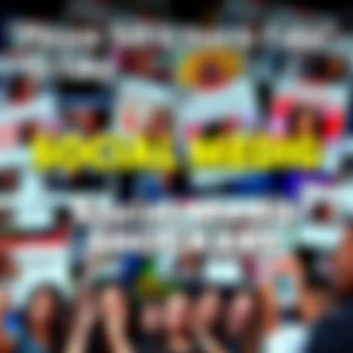 A collage of social media posts with bold headlines and surprised reactions from people.