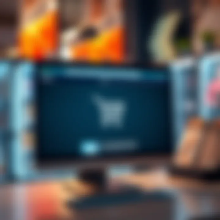 A computer screen displaying a shopping website with missing shopping cart icon