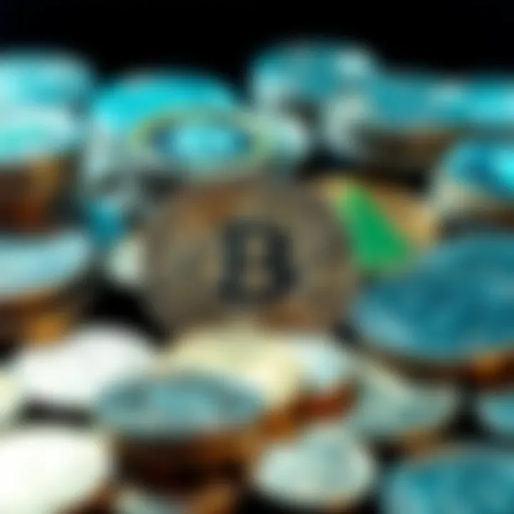 A collection of silver coins alongside various cryptocurrency coins, highlighting investment trends