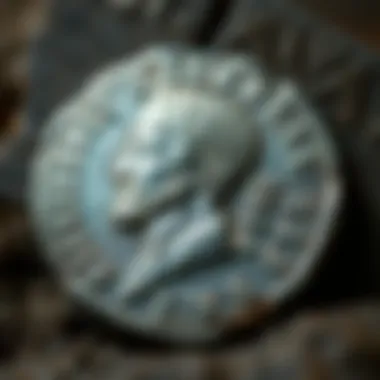 A detailed view of a shiny silver drachm showcasing the profile of King Ariarathes IV with intricate designs and inscriptions on the surface.