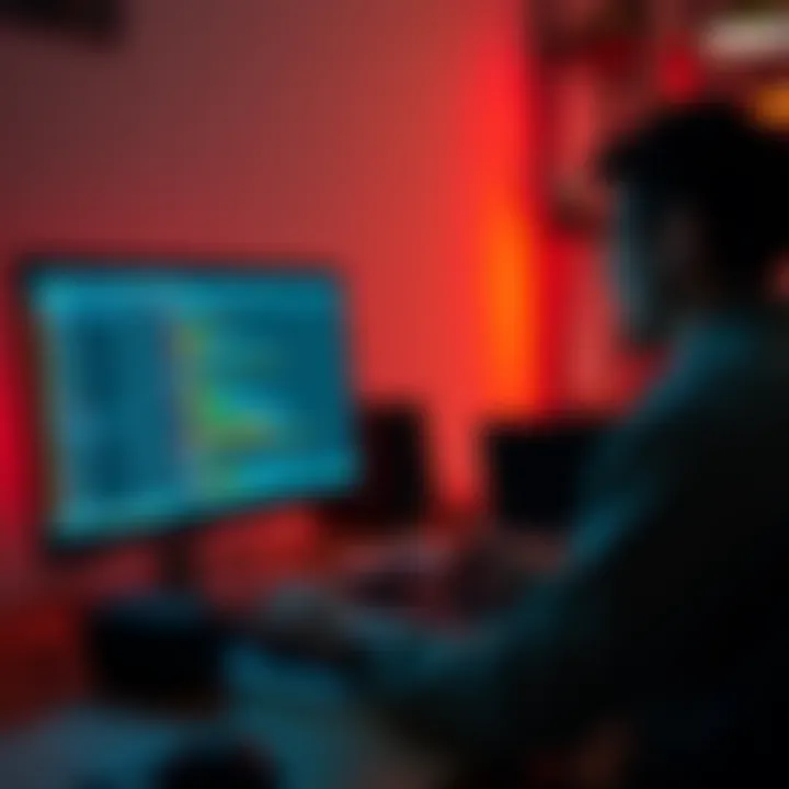 Person working on a computer, creating a content management system using Markdown files, with a Git repository open on the screen.