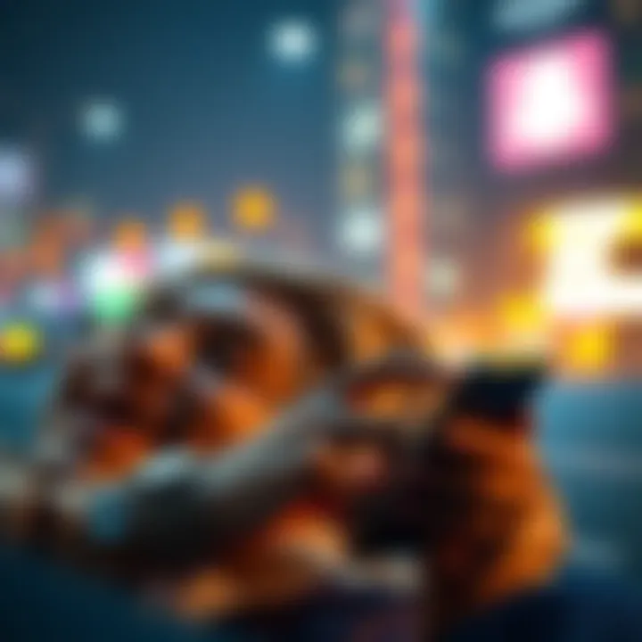 A user happily interacting with a cryptocurrency app on a smartphone, illustrating the ease of using crypto platforms.