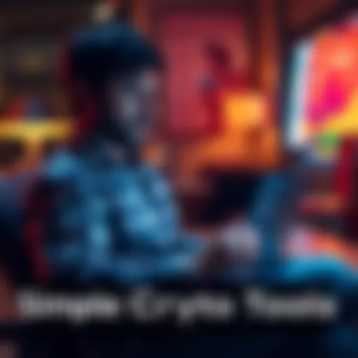 A person calmly using a straightforward crypto platform on a laptop, reflecting a focused investment approach.