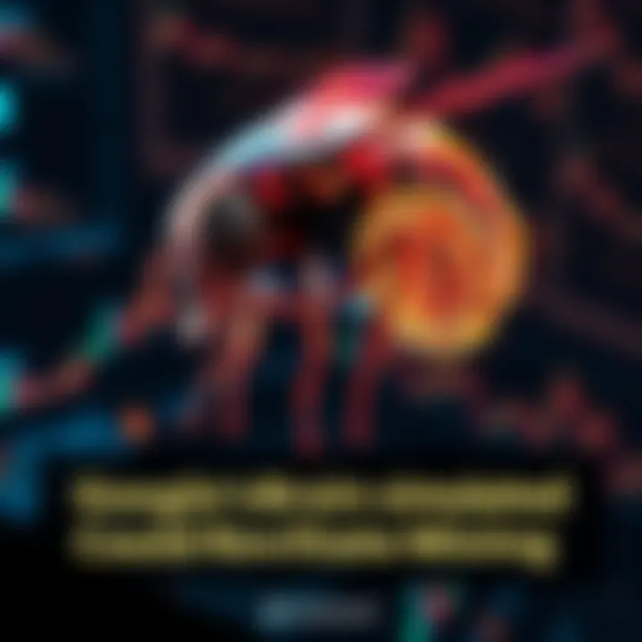 Simulated Brain Mining Bitcoin A digital representation of a fruit fly brain connected to a computer showing Bitcoin graphics, symbolizing innovative mining technology.