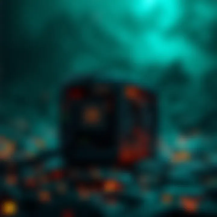 A lone mining device working amidst a darkened background symbolizing global mining shutdowns, with digital transactions flowing to it.