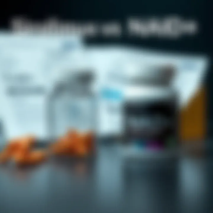 A visual comparison between Sirolimus and NAD+ highlighting their roles in anti-aging discussions, with scientific research papers in the background.