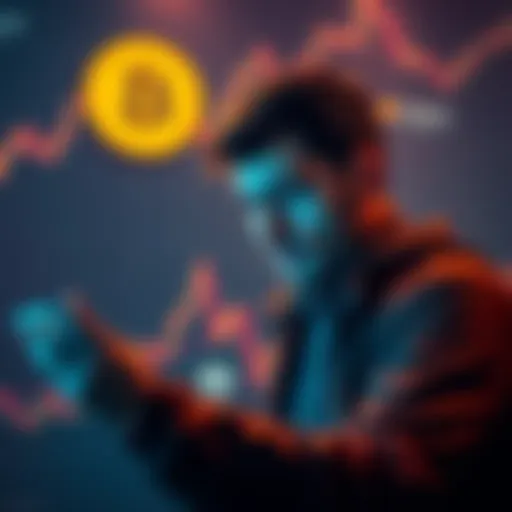 A person looking at a graph of Bitcoin's value with a concerned expression, symbolizing doubts about investing in cryptocurrency.