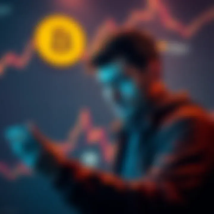 A person looking at a graph of Bitcoin's value with a concerned expression, symbolizing doubts about investing in cryptocurrency.