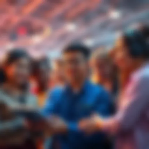 A diverse group of people engaged in learning new skills while using advanced technology, with a focus on AI tools.