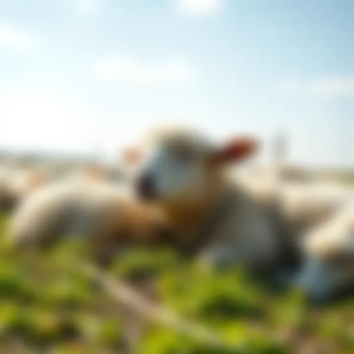 A group of sheep lying down in a sunny pasture, peacefully sleeping