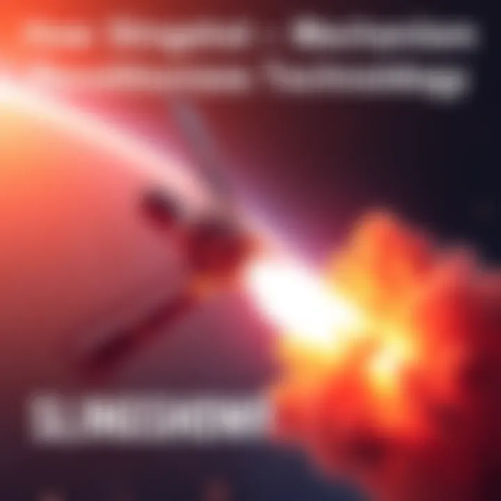 A slingshot mechanism launching a small satellite into space, showcasing the innovative technology in aerospace