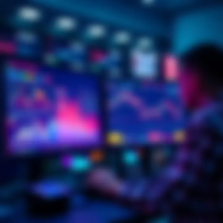 A trader analyzing slippage data on a decentralized exchange, with charts and graphs on a computer screen.