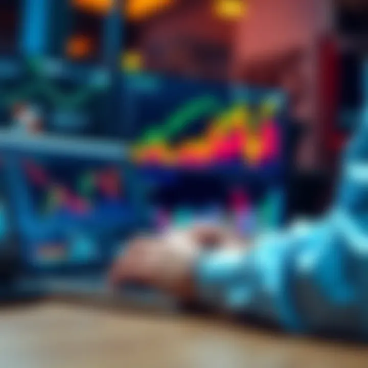 A person reviewing financial charts and graphs on a laptop, indicating small investments in XRP and market trends.