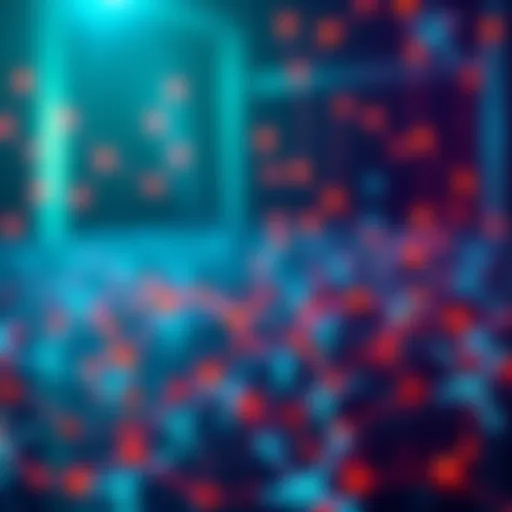 A digital representation of smart contracts scheduling future tasks on the Hedera network with automated features, showing connected nodes in a blockchain environment.