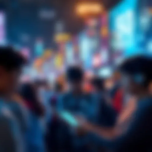 People interacting with social media on their devices, showcasing the impact of trends on public opinion and behavior.