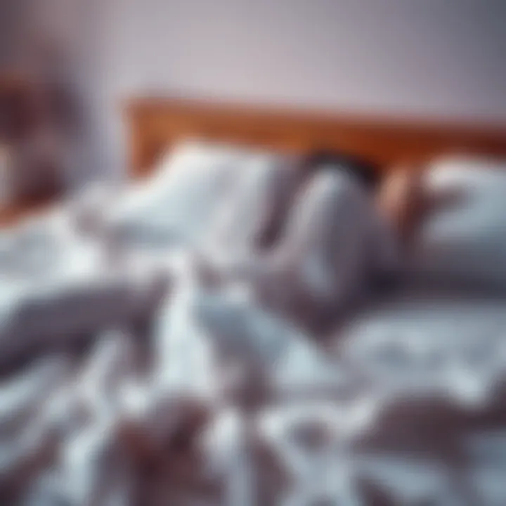 Person in soft pajama pants lying comfortably in bed, ready for sleep.