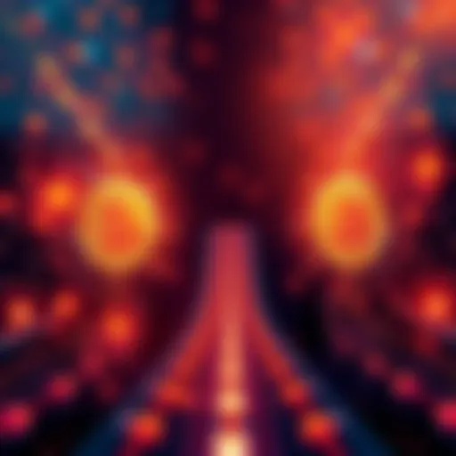 Illustration showing a Bitcoin network with two paths diverging, representing soft forks and potential chain splits.