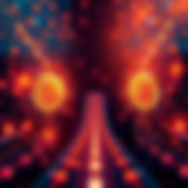 Illustration showing a Bitcoin network with two paths diverging, representing soft forks and potential chain splits.