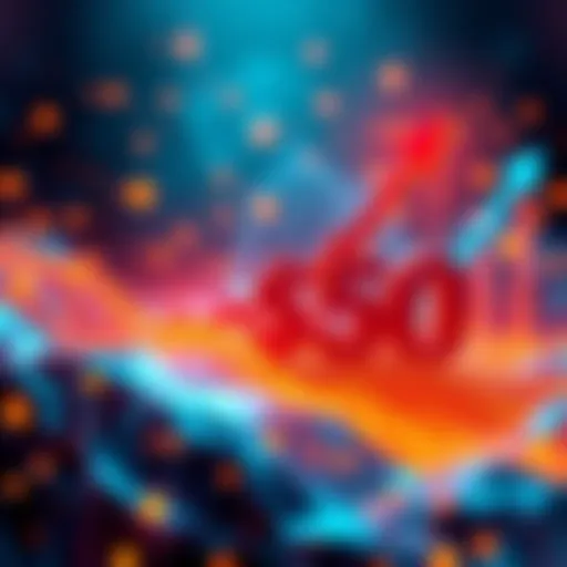 A visual representation of Solana processing $650 billion in stablecoin transactions, with digital currency symbols and upward graphs indicating growth.