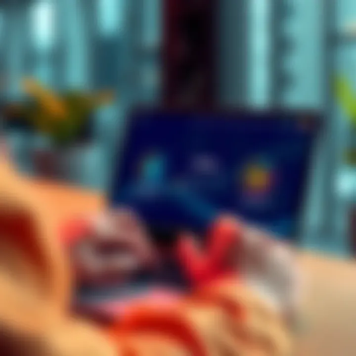 Solana Cryptocurrency Guide A person using a laptop to explore Solana cryptocurrency with USDC, showing the platform interface on the screen