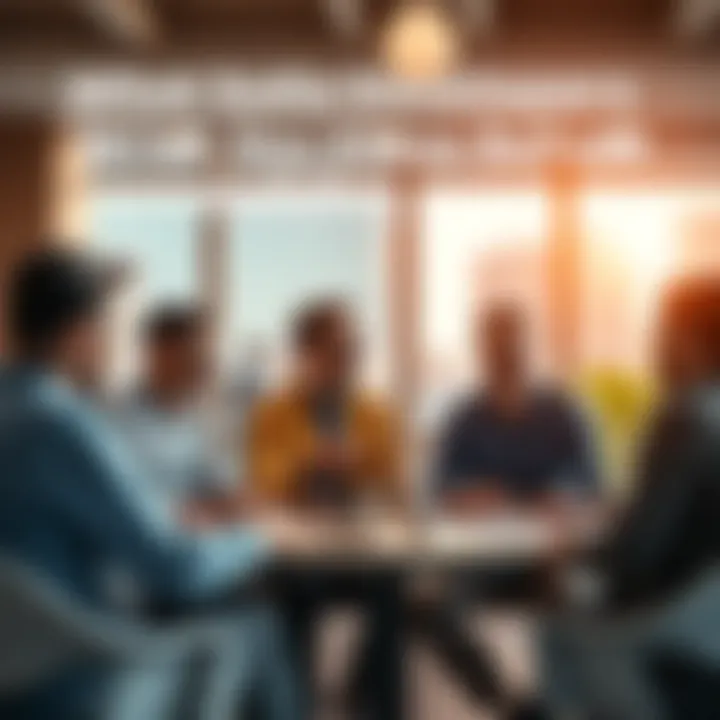 A group of Solana developers in a meeting, sharing experiences and insights about project hurdles.