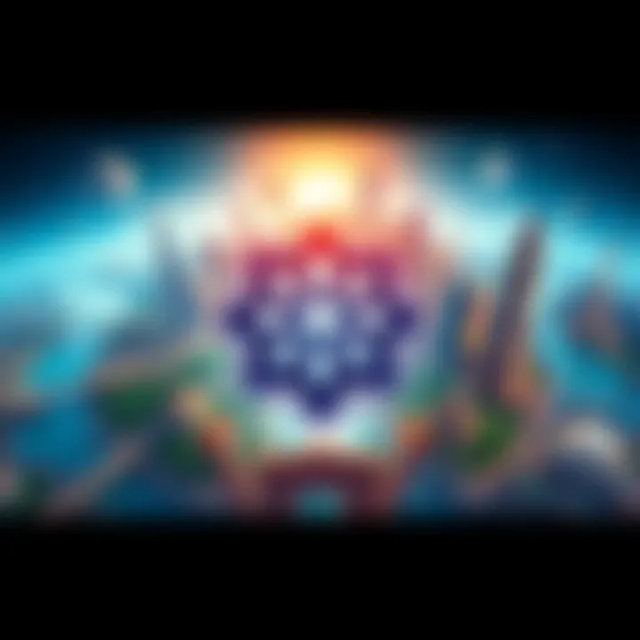 Artwork featuring the Solana logo surrounded by illustrations of London, Seattle, Dubai, New York, and Paris representing blockchain nodes