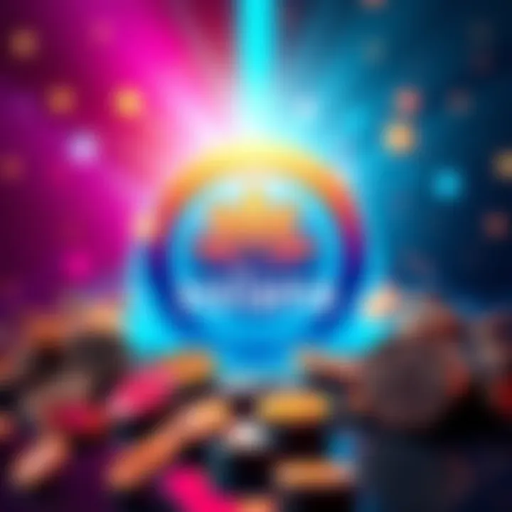 Solana logo with trending coins Visual representation of Solana logo surrounded by popular trending coins in a vibrant digital space