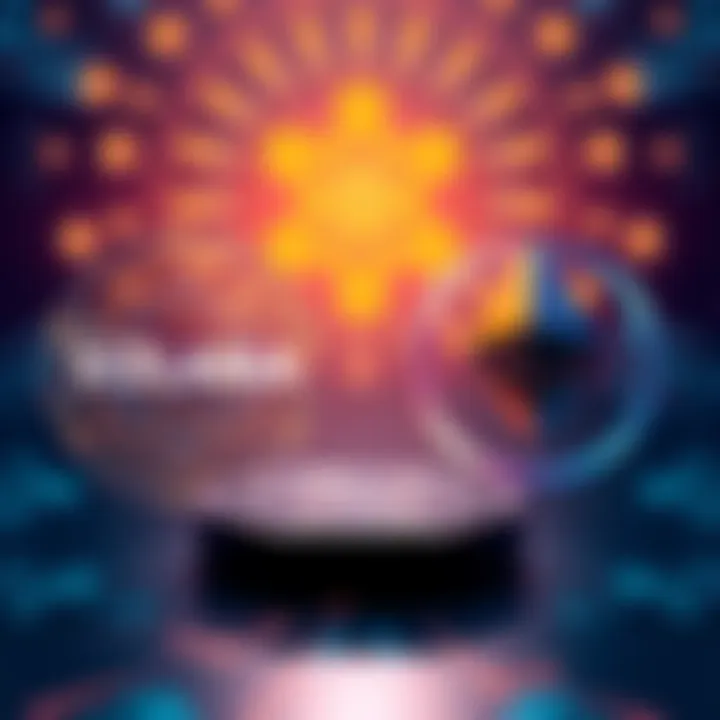 A side-by-side visual comparison of Solana and Ethereum logos with user-friendly icons representing decentralized finance.