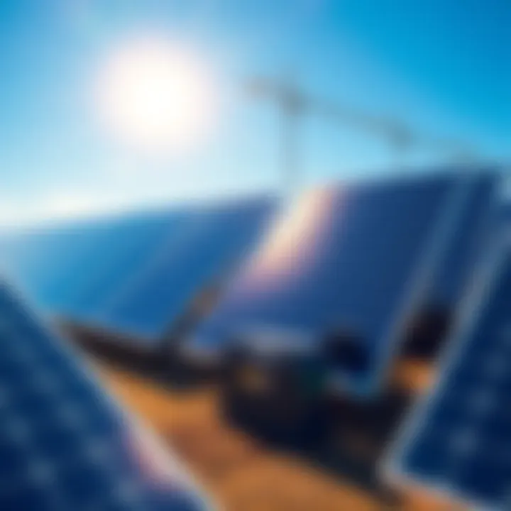 Solar panels and batteries set up for cryptocurrency mining under sunlight, showing a profitable solar energy operation.