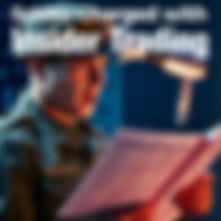 A U.S. soldier in uniform looks shocked as he reads a news article about insider trading charges. In the background, a hair dryer symbolizes the bizarre scheme involving weather data manipulation.