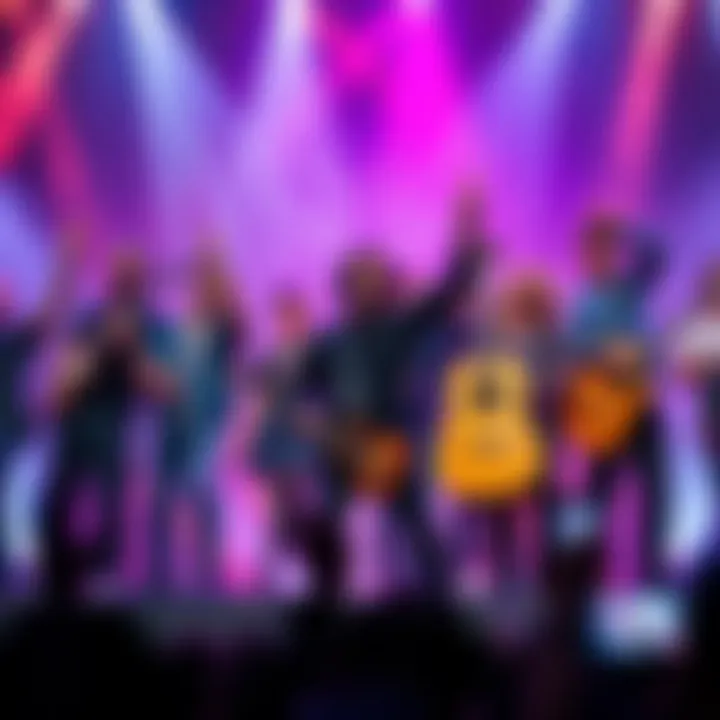 A group of solo artists celebrating their comeback with instruments and artwork