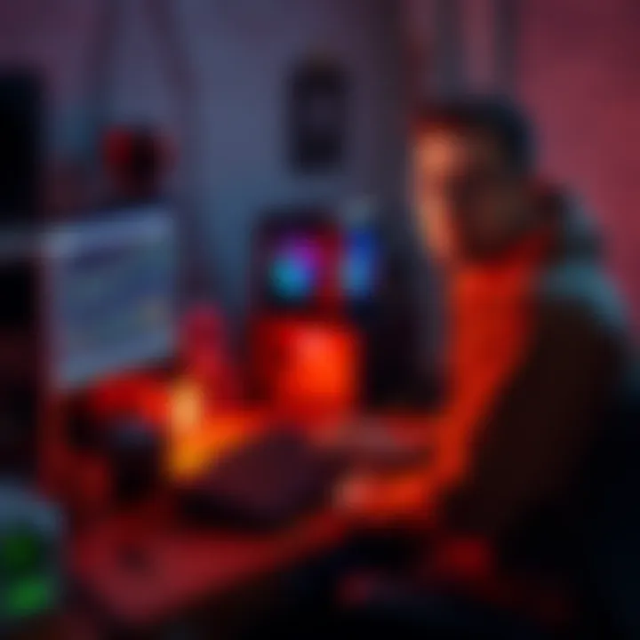 A person mining Bitcoin with basic equipment, showcasing a simple setup and a computer screen displaying earnings.
