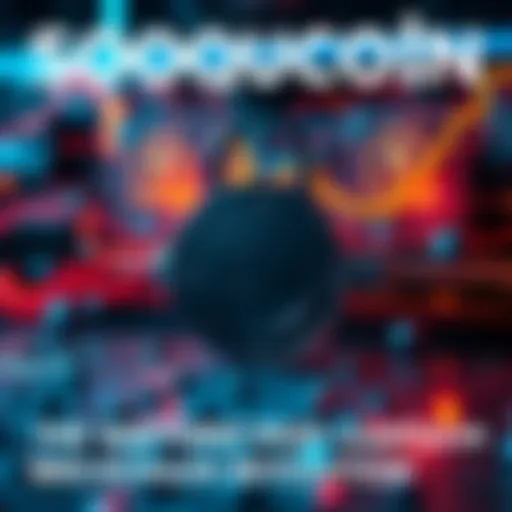 A visual representation of the Soqucoin blockchain featuring security symbols and a digital mining theme.