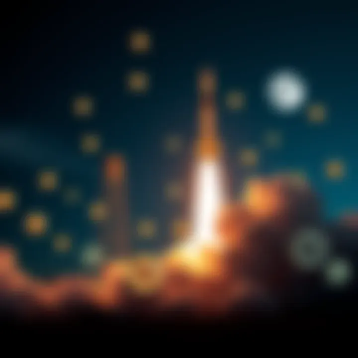 Space X Bitcoin Holdings A rocket launching with Bitcoin symbols in the background, symbolizing Space X's financial power in cryptocurrency.