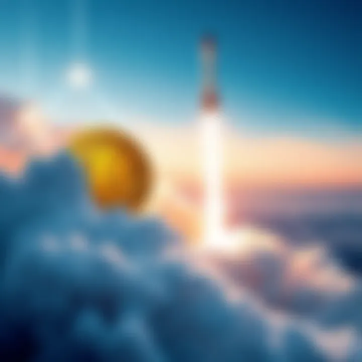 SpaceX rocket launch with Bitcoin symbol A SpaceX rocket launching into the sky with a Bitcoin symbol in the foreground, representing the contrast between the SpaceX IPO and Bitcoin's value.