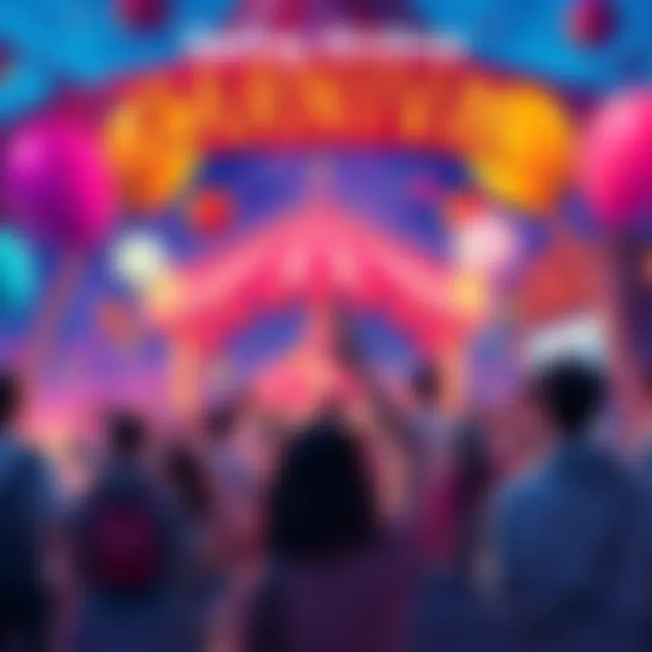 A festive scene showcasing people celebrating at a carnival with vibrant decorations and balloons, promoting the 16,666 USDT rewards.