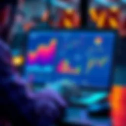 A finance manager reviewing stablecoin payment options for payroll with graphs and charts on a laptop screen.