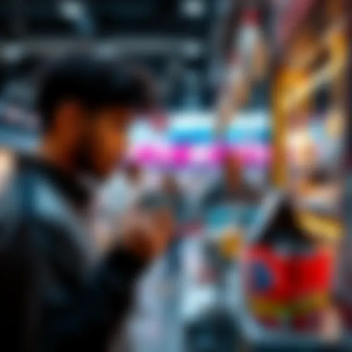 A person making a payment with a stablecoin card in a retail environment